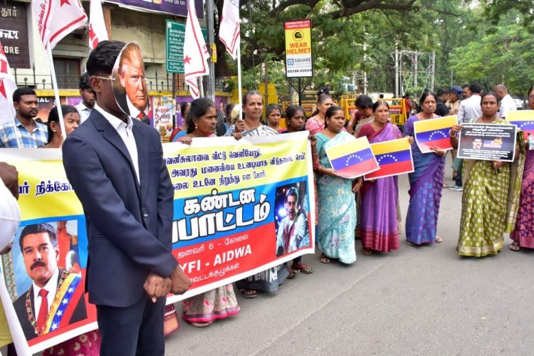 Protest Held in Coimbatore Condemning US President Donald Trump