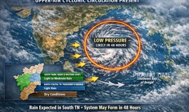 Low-Pressure Area Likely Over Southeast Bay of Bengal in 48 Hours; Light Rain Forecast for South Tamil Nadu
