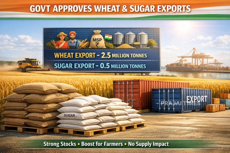 Centre Approves Export of 2.5 Million Tonnes of Wheat and Sugar