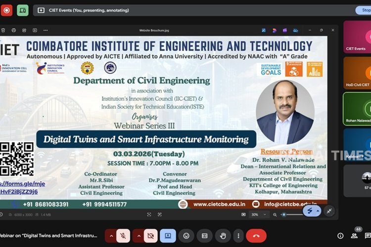 Webinar on Digital Twins and Smart Infrastructure Monitoring Held at CIET