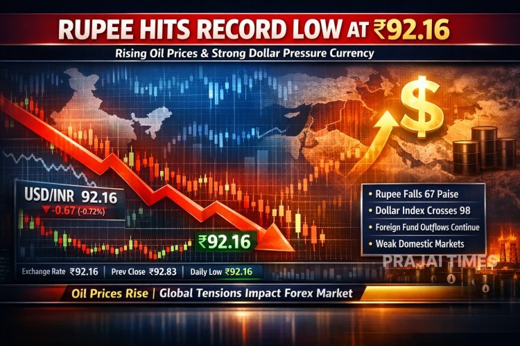 Indian Rupee Falls to Record Low of ₹92.16 Against US Dollar Amid Iran Crisis