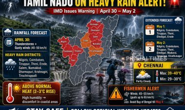 Heavy Rain Alert in Tamil Nadu Till May 2; Fishermen Warned of Strong Winds in Bay of Bengal