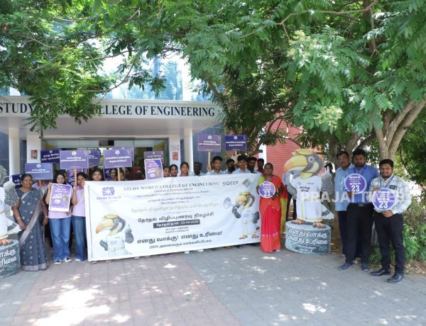 Study World College of Engineering Organizes Voter Awareness Rally in Coimbatore for 100% Polling