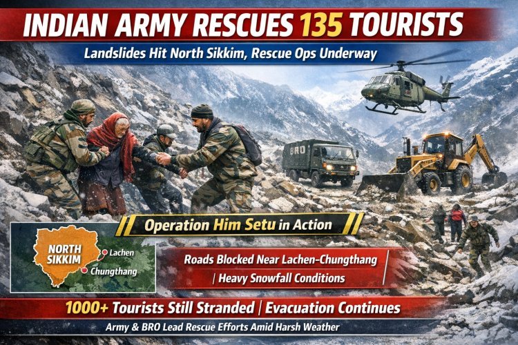 Indian Army Rescues 135 Tourists Trapped in Sikkim Landslide, Operation Continues for 1,000 Others