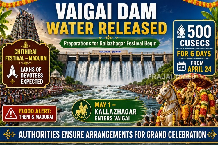 Water Released from Vaigai Dam for Kallazhagar Festival in Madurai