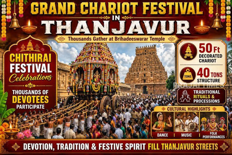 Grand Chariot Festival Held at Thanjavur Big Temple with Thousands of Devotees