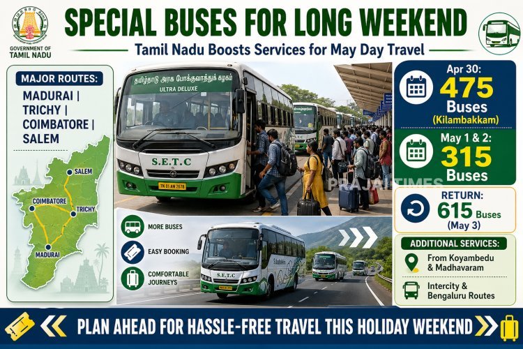 Special Buses Announced Across Tamil Nadu for May Day and Long Weekend Travel Rush