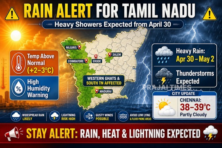Heavy Rain Likely in Tamil Nadu from April 30, Says Meteorological Department
