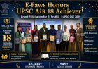 E-Faws IAS Academy Honors UPSC Topper Sruthii (AIR 18) with Grand Felicitation Ceremony