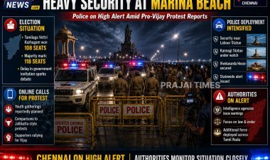 Heavy Police Deployment at Marina Beach Amid Reports of Pro-Vijay Youth Protest