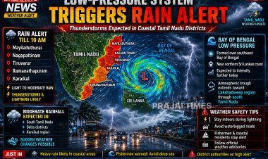 Rain Alert Issued for 4 Tamil Nadu Districts as Low Pressure Area Forms Over Bay of Bengal