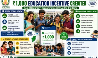 Tamil Nadu Government Credits Rs. 1,000 Incentive Amount to Higher Education Students