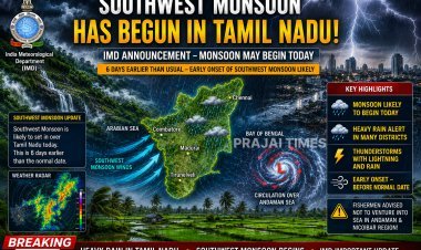 Southwest Monsoon Likely to Begin Today in Tamil Nadu Region, Says Weather Department