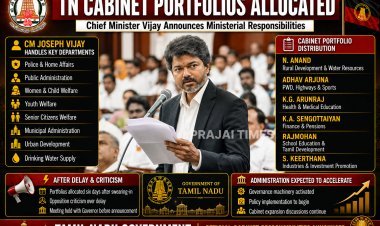 Tamil Nadu Government Allocates Portfolios to 9 Ministers in CM Vijay’s Cabinet