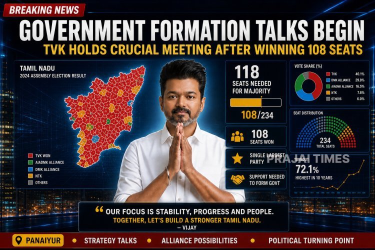 Vijay Holds Key Meeting with TVK MLAs After Winning 108 Seats in Tamil Nadu Election 2026