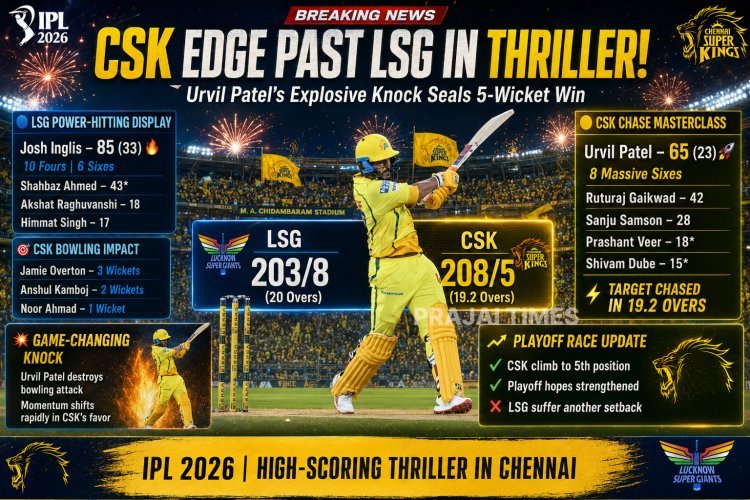 CSK Beat Lucknow Super Giants by 5 Wickets as Urvil Patel Stars in IPL Thriller