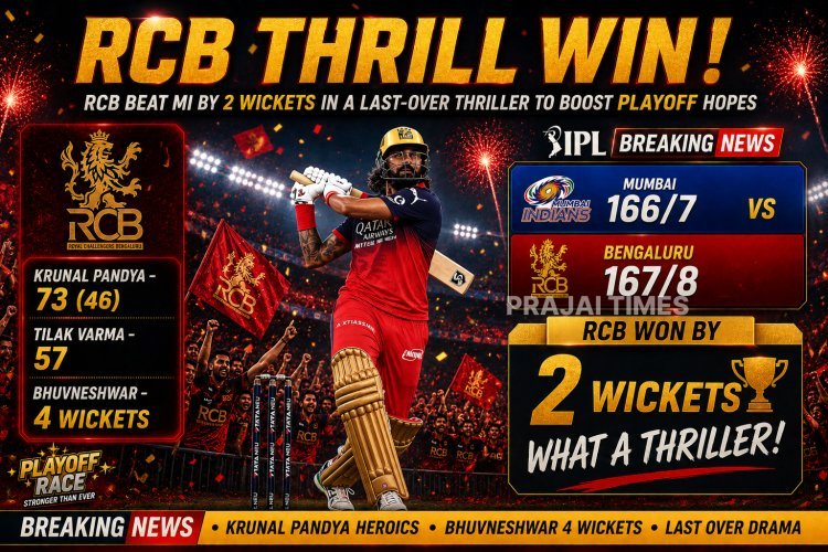 RCB Edge Past Mumbai Indians by 2 Wickets in Thrilling IPL Encounter