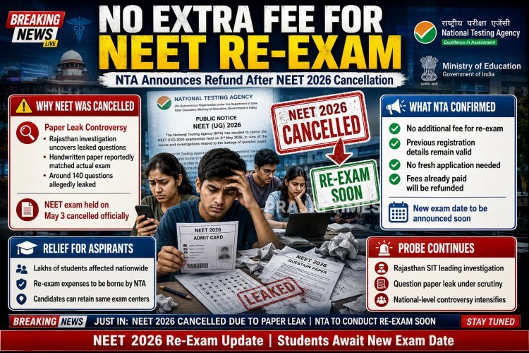 NTA Confirms No Fee for NEET Re-Exam After Cancellation of 2026 Test