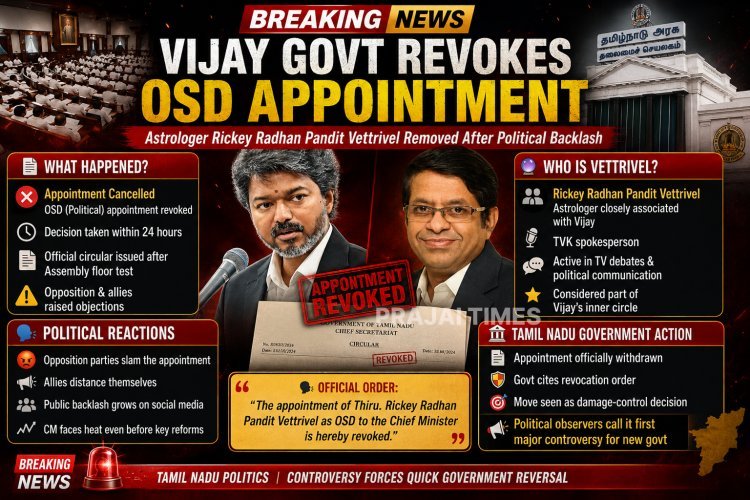 Tamil Nadu CM Vijay Revokes Appointment of Astrologer Radhan Pandit as OSD After Political Backlash