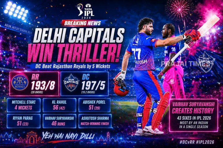 Delhi Capitals Beat Rajasthan Royals in Thrilling Chase as Ashutosh Sharma Finishes in Style