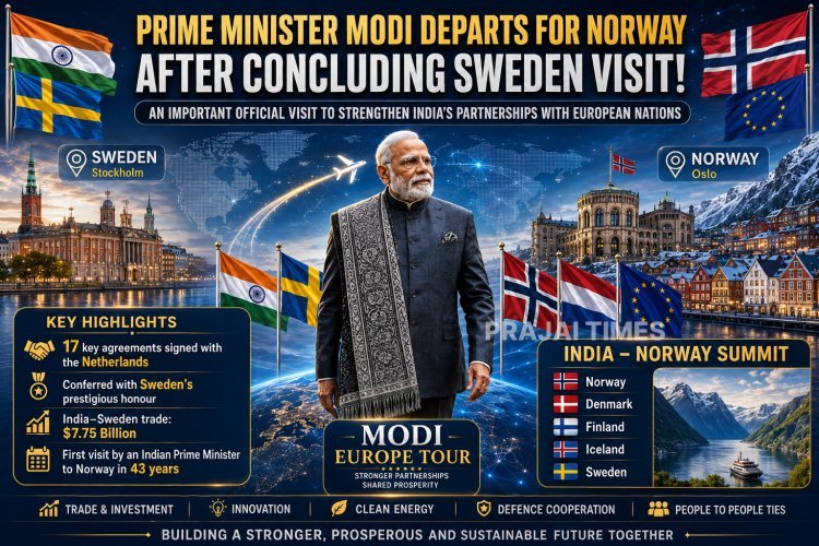 Prime Minister Narendra Modi Departs for Norway After Sweden Visit During Europe Tour
