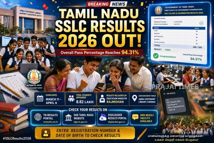 Tamil Nadu Class 10 Board Exam Results 2026 Announced, Pass Percentage Reaches 94.31%