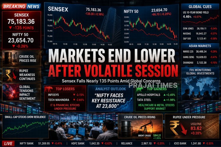 Sensex and Nifty End Slightly Lower Amid Volatile Trade and Global Uncertainty