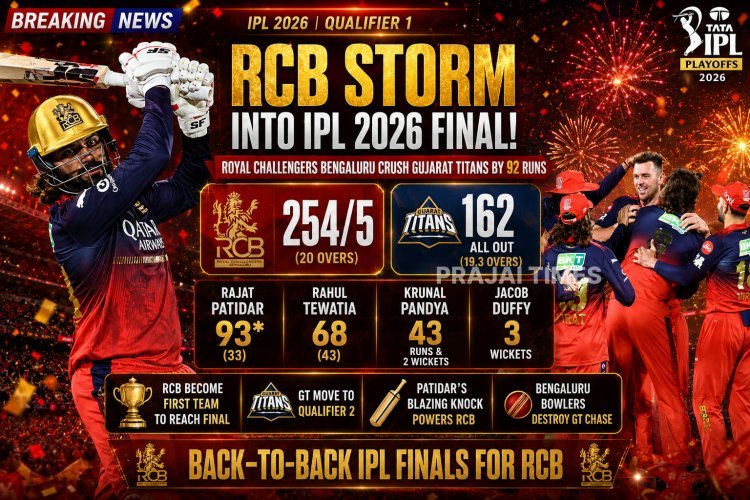 RCB Crush Gujarat Titans By 92 Runs To Reach IPL 2026 Final