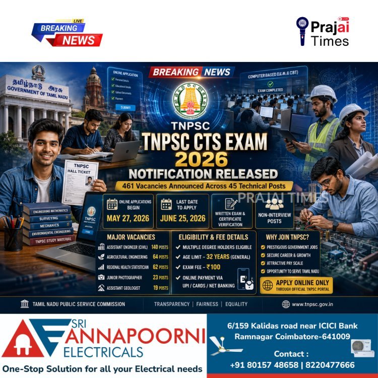 TNPSC Announces 461 Vacancies for Combined Technical Services Examination 2026