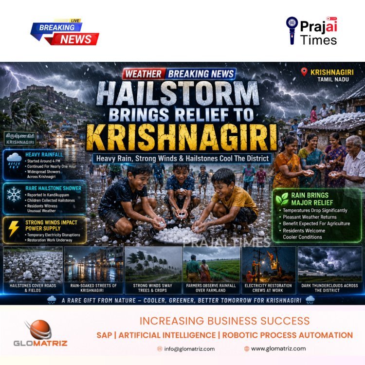 Heavy Rain and Hailstorm Bring Relief to Residents in Krishnagiri