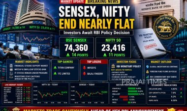 Sensex Ends Flat, Nifty Inches Higher Ahead of RBI Policy Announcement