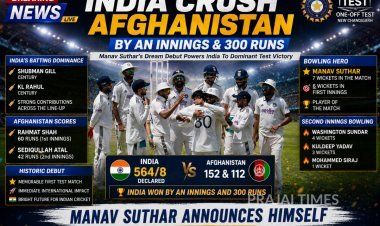 India Crush Afghanistan by an Innings and 300 Runs; Manav Suthar Stars on Debut
