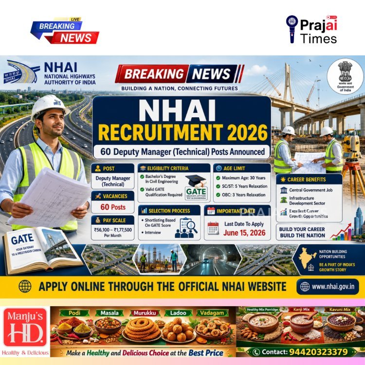 NHAI Recruitment 2026: Apply Online for 60 Deputy Manager (Technical) Posts