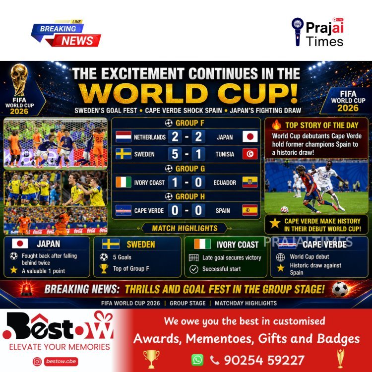Sweden Thrash Tunisia 5-1 as Cape Verde Hold Spain in FIFA World Cup 2026 Surprise