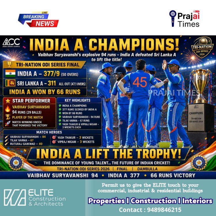 India A Defeat Sri Lanka A to Clinch Tri-Nation ODI Series Title