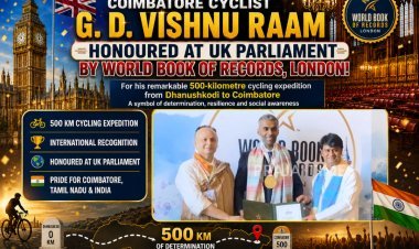 Coimbatore Cyclist G.D. Vishnuraam Honoured at UK Parliament by World Book of Records London