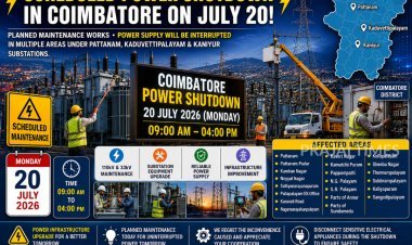 Coimbatore Power Shutdown on July 20: TANGEDCO Announces Scheduled Outage in Multiple Areas