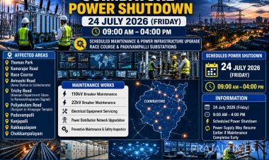 Coimbatore Power Shutdown on July 24, 2026: Racecourse, Avinashi Road and Other Areas to Face Power Cut