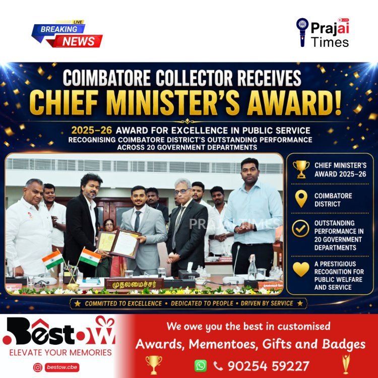 Coimbatore Collector Receives Chief Minister's Award for Outstanding Public Service