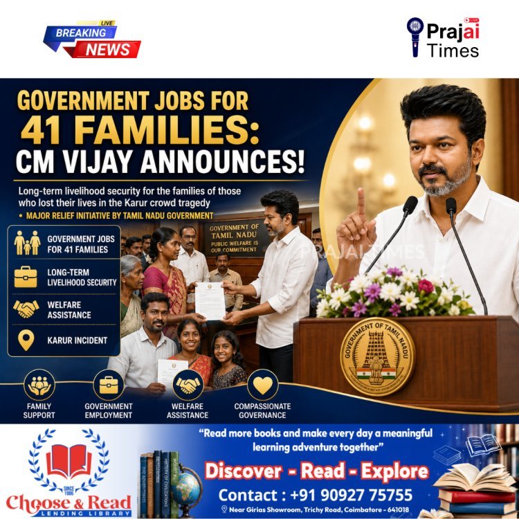 CM Vijay Announces Government Jobs for 41 Karur Families Affected by Campaign Stampede
