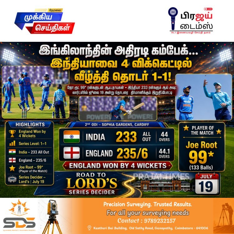 England Beat India by Four Wickets in 2nd ODI, Joe Root Stars as Series Levels 1-1
