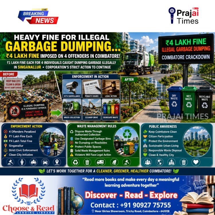 Coimbatore Cracks Down on Illegal Garbage Dumping: ₹4 Lakh Fine Imposed on Four Offenders