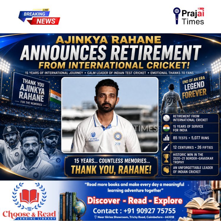 Ajinkya Rahane Announces Retirement from International Cricket After 15-Year Career