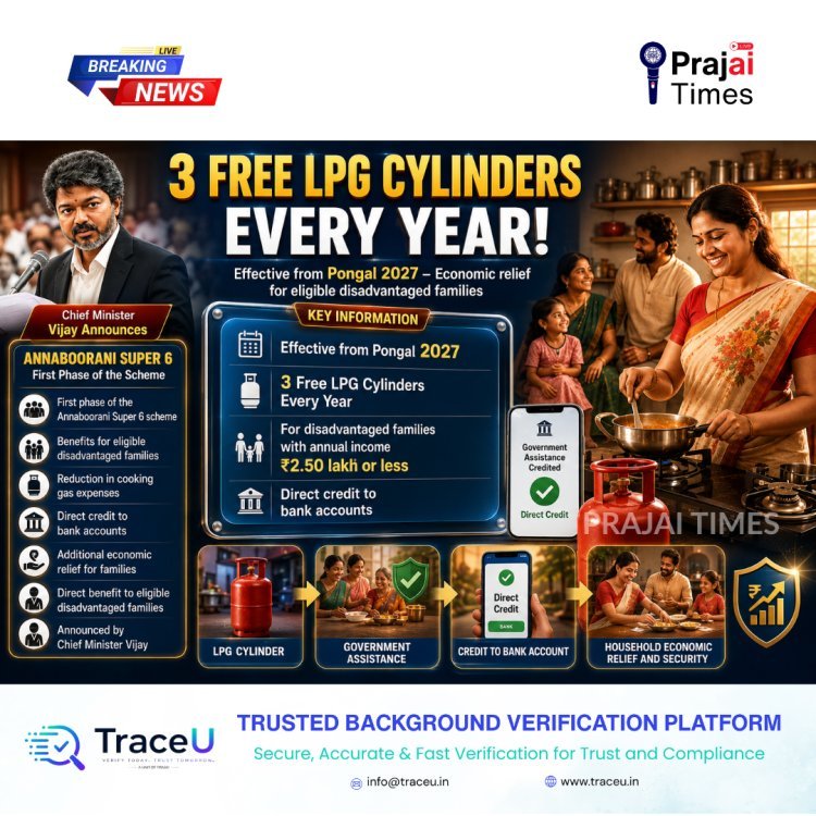 Tamil Nadu to Provide 3 Free LPG Cylinders Annually from Pongal 2027