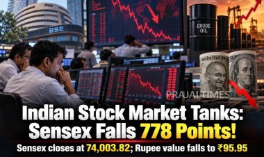 Indian Stock Market Falls Sharply: Sensex Drops 778 Points Amid Global Economic Concerns