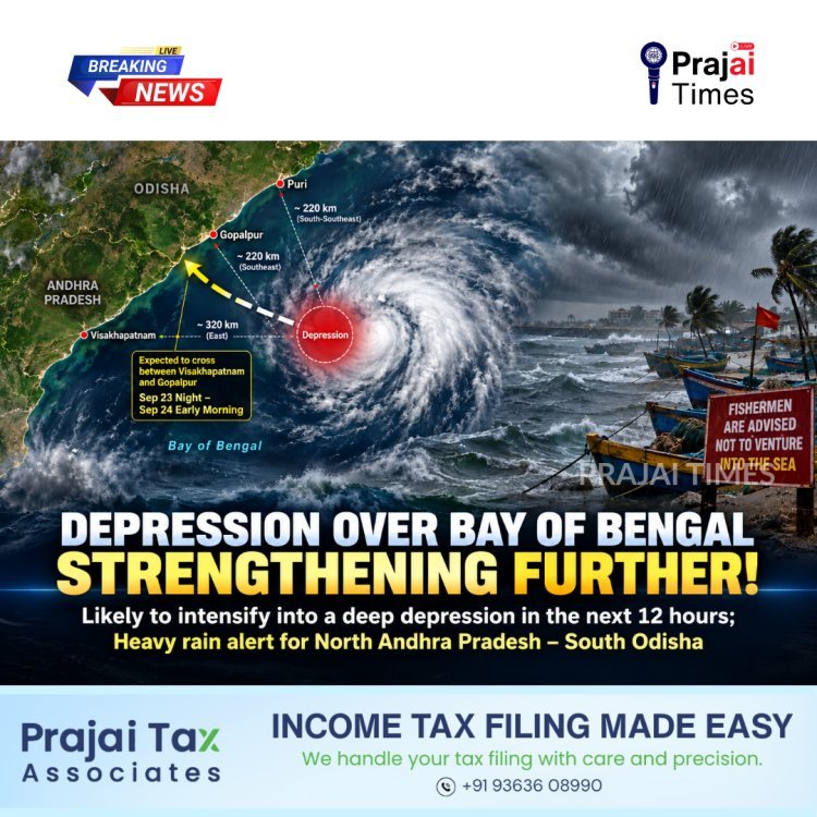 Bay of Bengal Depression Strengthens, Heavy Rain Expected in Odisha and Andhra Pradesh