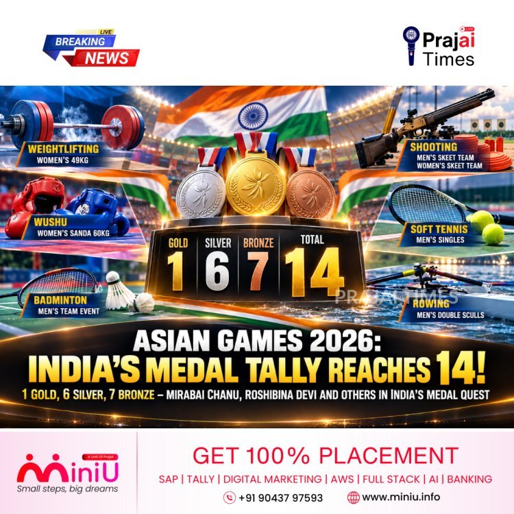 Asian Games 2026: India’s Medal Tally Reaches 14 with 1 Gold, 6 Silver and 7 Bronze
