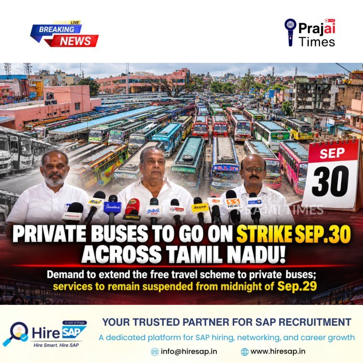 Tamil Nadu Private Bus Owners Announce Statewide Strike on September 30