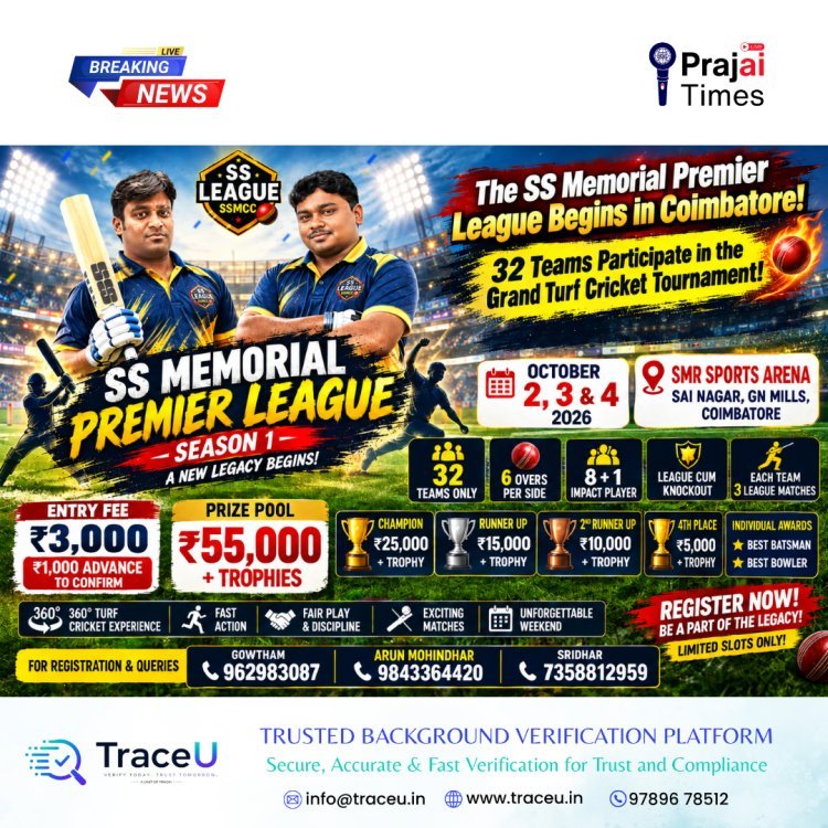 SS Memorial Premier League Season 1 in Coimbatore: 32-Team Turf Cricket Tournament from October 2