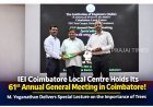 M. Yoganathan Delivers Special Lecture at IEI Coimbatore's 61st AGM
